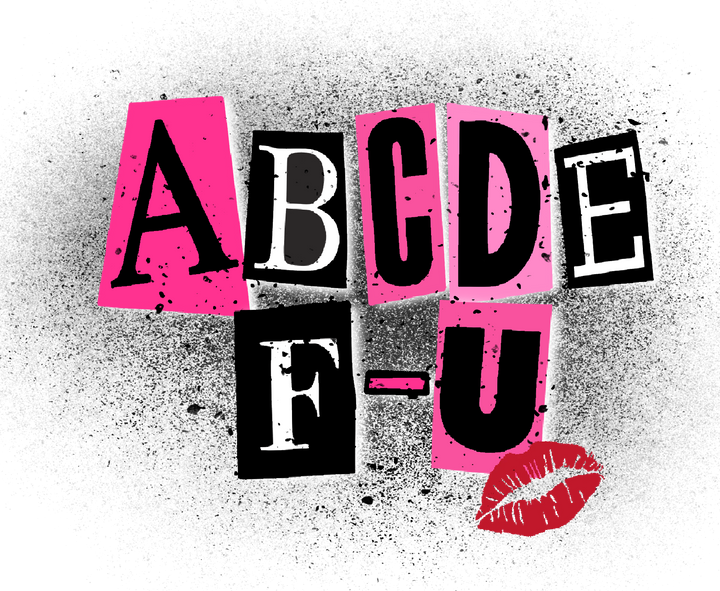 ABCDEF-U (Lips and Letters) Direct to Film (DTF) Transfer Pinks Tee's & Things