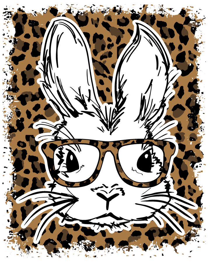 Leopard Bunny with glasses (Youth) Pinks Tee's & Things
