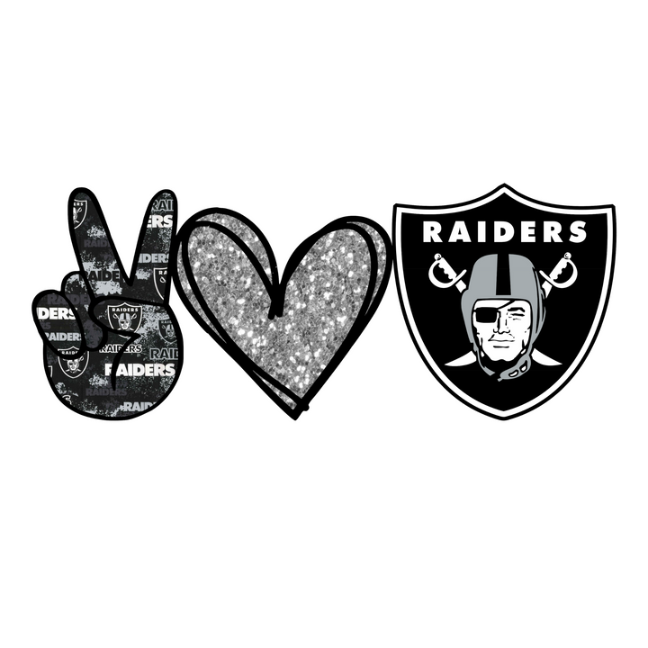 Peace, Love, Raiders Direct to Film (DTF) Transfer Pinks Tee's & Things