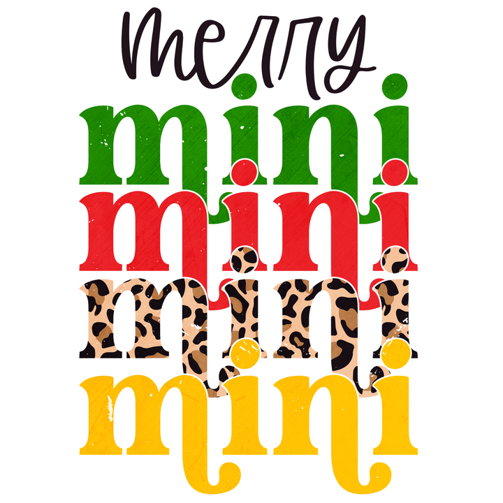 Merry Mini, Mini, Mini, Mini Cheetah Direct to Film (DTF) Transfer Pinks Tee's & Things