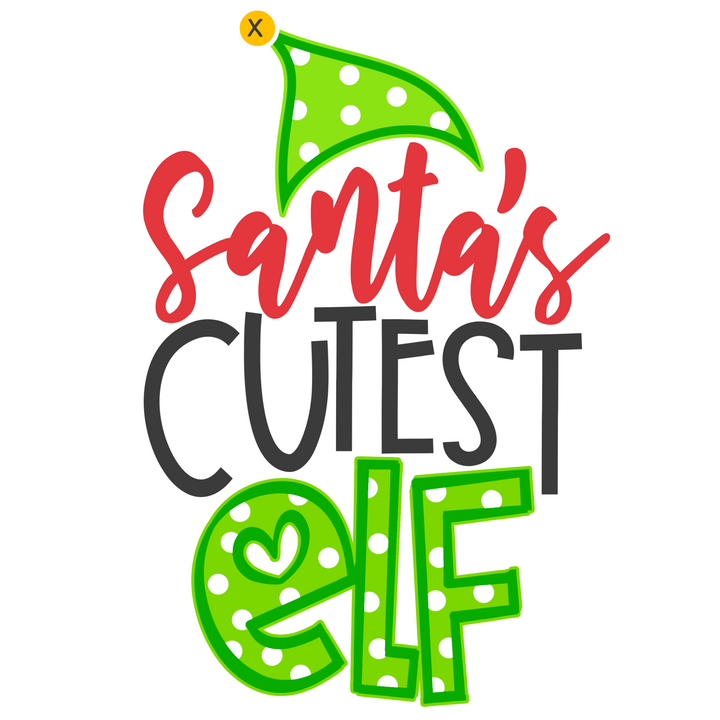 Santa's Cutest Elf Direct to Film (DTF) Transfer Pinks Tee's & Things