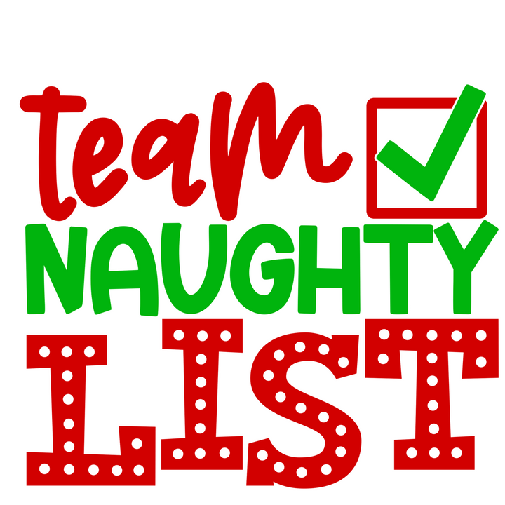 Team Naughty List (Youth) Direct to Film (DTF) Transfer Pinks Tee's & Things