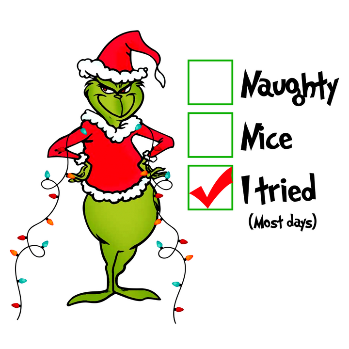 Grinch List Direct to Film (DTF) Transfer Pinks Tee's & Things
