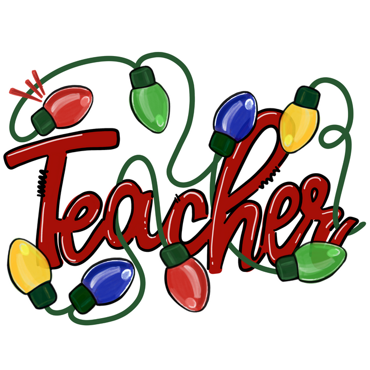 Teacher Christmas Direct to Film (DTF) Transfer Pinks Tee's & Things
