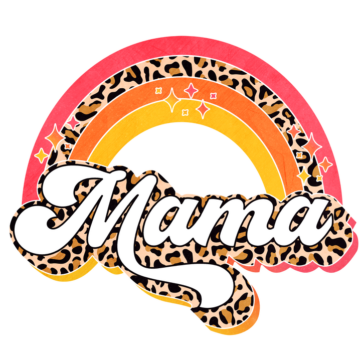Mama Cheetah Rainbow Direct to Film (DTF) Transfer Pinks Tee's & Things