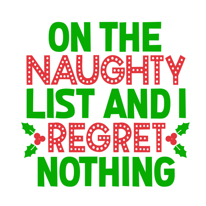 On the Naughty List Kids Direct to Film (DTF) Transfer Pinks Tee's & Things