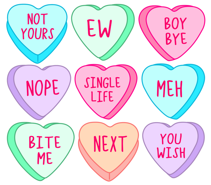 Sassy Valentine Conversational Hearts Direct to Film (DTF) Transfer Pinks Tee's & Things