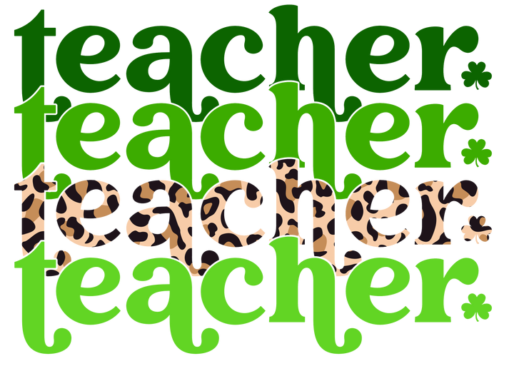 Leopard Teacher Stacked St. Patrick's Direct to Film (DTF) Transfer Pinks Tee's & Things
