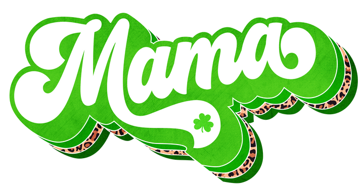 St. Patrick's Mama Retro leopard Direct to Film (DTF) Transfer Pinks Tee's & Things