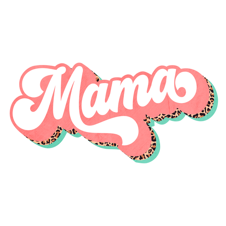 Mama Cheetah (Mint and Pink) Direct to Film (DTF) Transfer Pinks Tee's & Things