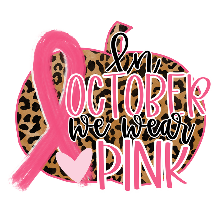 In October Cheetah pumpkin Direct to Film (DTF) Transfer Pinks Tee's & Things