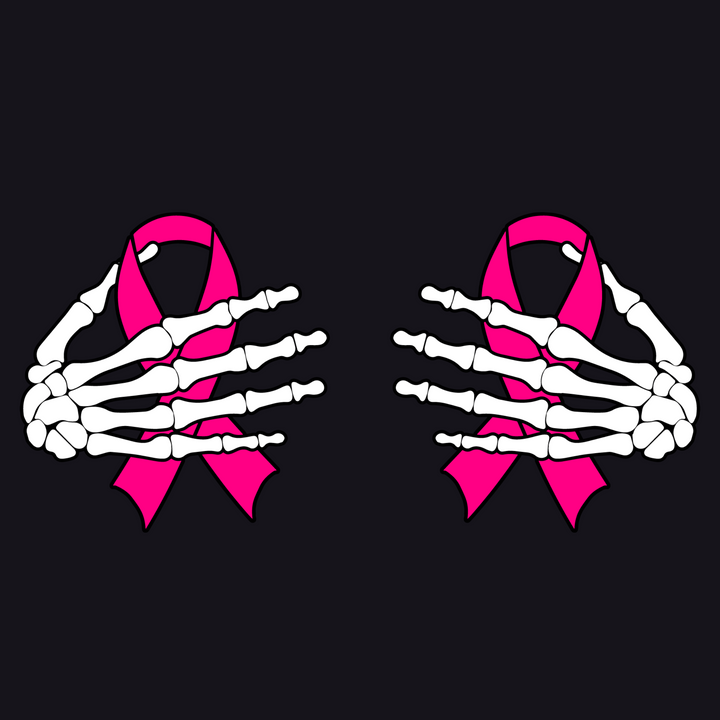 Breast Cancer Ribbons and Skeleton Fingers  Direct to Film (DTF) Transfer Pinks Tee's & Things