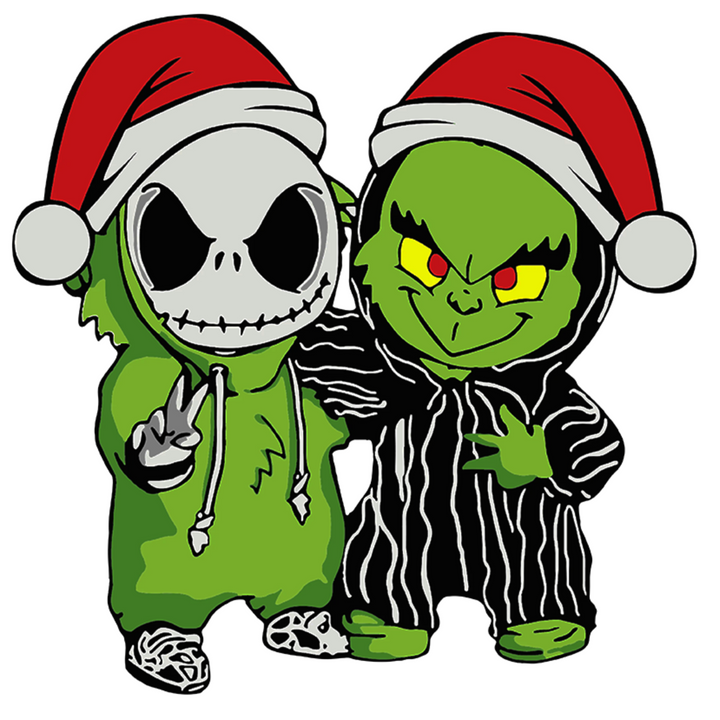 Grinch and Jack Skellington Direct to Film (DTF) Transfer Pinks Tee's & Things