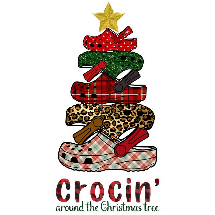 Crocin' Around The Christmas Tree (Plaid) Direct to Film (DTF) Transfer Pinks Tee's & Things