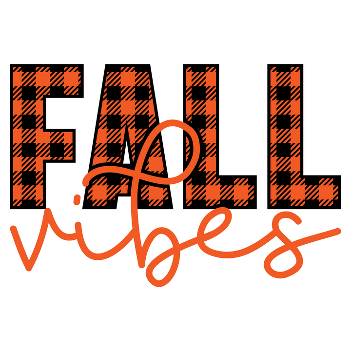 Plaid Fall Vibes (orange) Direct to Film (DTF) Transfer Pinks Tee's & Things