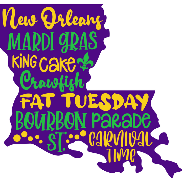 New Orleans, Mardi Gras Direct to Film (DTF) Transfer Pinks Tee's & Things