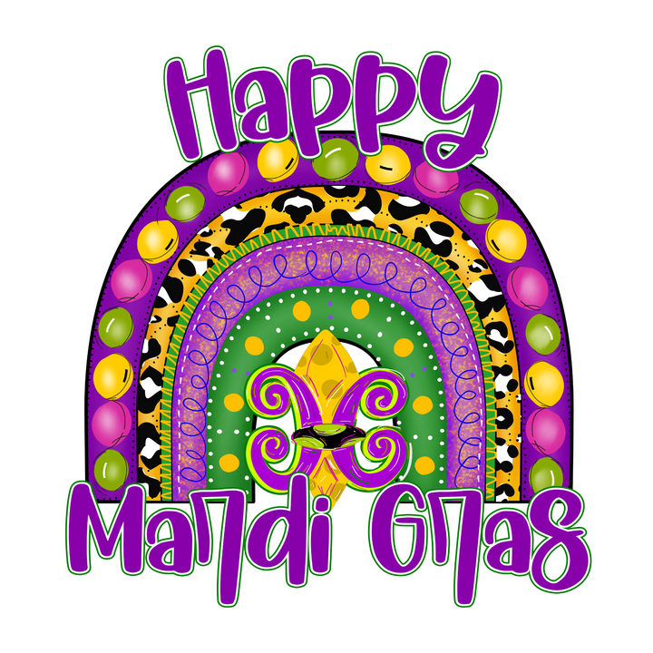 Happy Mardi Gras Rainbow (Youth) Direct to Film (DTF) Transfer Pinks Tee's & Things