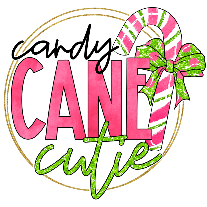 Candy Cane Cutie (pink) Direct to Film (DTF) Transfer (Youth) Pinks Tee's & Things