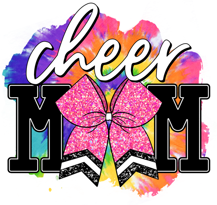 Cheer Mom Rainbow Tie Dye Direct to Film (DTF) Transfer Pinks Tee's & Things