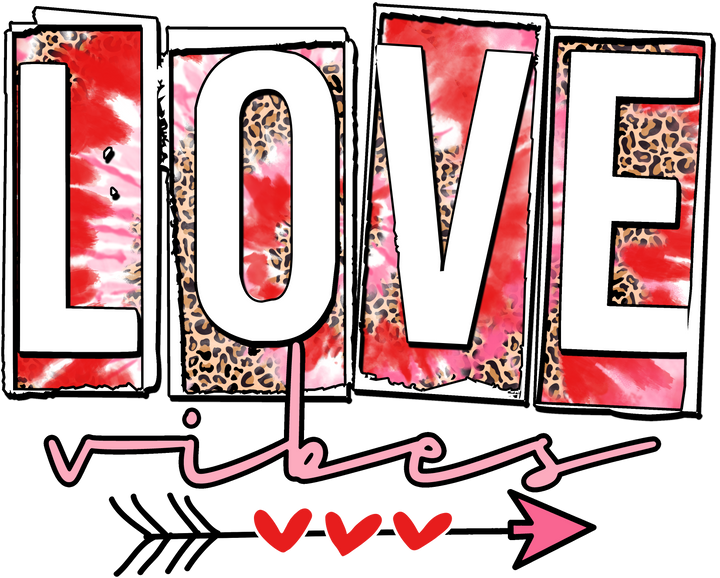 Love Tie Dye Leopard Direct to Film (DTF) Transfer Pinks Tee's & Things