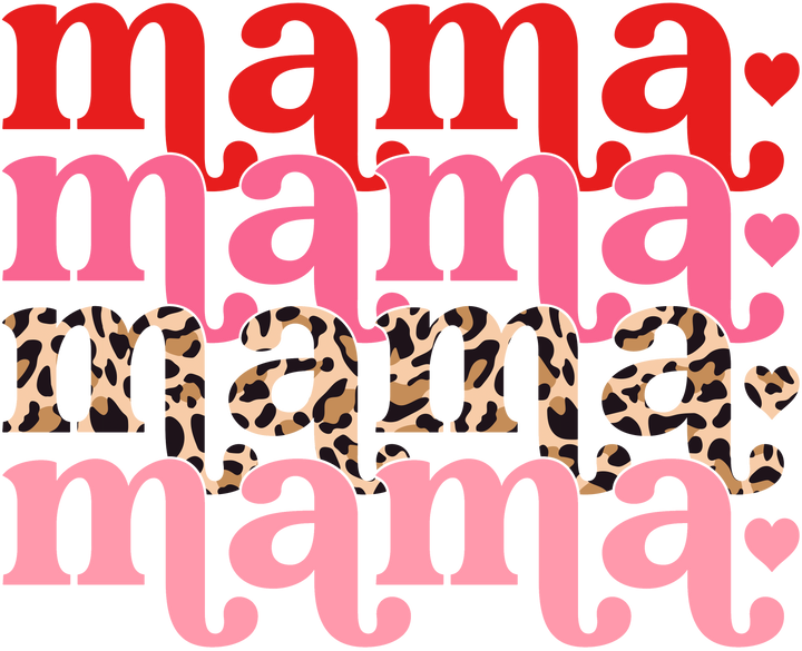 Valentine's Day Mama Mama Leopard Direct to Film (DTF) Transfer Pinks Tee's & Things